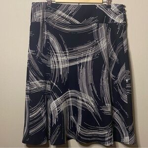 Judith Hart Geometric A-Line Skirt Size 16 Black Tan Side Buttons Zipper Office